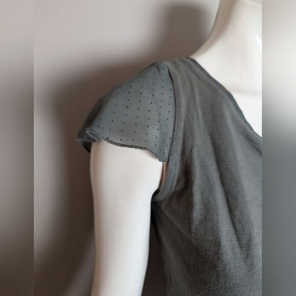 Naf Naf Sheer Sleeve Keyhole Back Top – Size Small - Picture 4 of 12